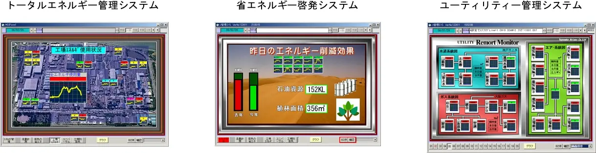 トータルエネルギー管理、省エネルギー啓発、ユーティリティー管理のシステムオプション画面